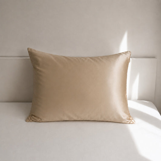 Beżowa jedwabna poszewka na poduszkę 40*60cm Lumière 22 momme